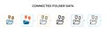 Connected folder data vector icon in 6 different modern styles. Black, two colored connected folder data icons designed in filled