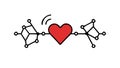 Connected Heart with Nodes Icon for Love Relationships, vector design Generative AI Royalty Free Stock Photo