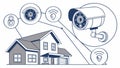 Connected Home Security: Smart Surveillance System Vector Design, vector design Generative AI Royalty Free Stock Photo