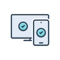 Color illustration icon for Connected, coalescent and conjoinly