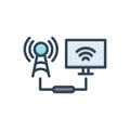 Color illustration icon for Connected, agglutinate and technology
