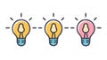 Connected Light Bulbs Idea Generation Innovation Process, vector design Generative AI Royalty Free Stock Photo