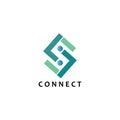 Connected logo, creative illustration with color vector design Royalty Free Stock Photo