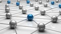 Connected network of blue and silver spheres Royalty Free Stock Photo