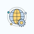 connected, online, world, globe, multiplayer Flat Icon. green and Yellow sign and symbols for website and Mobile appliation.