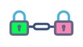 Connected Padlocks for Secure Network & Data, vector design Generative AI Royalty Free Stock Photo