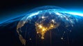 Connected Planet Earth A Visual Representation of Global Interaction and Technological Unity Royalty Free Stock Photo