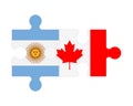 Puzzle of flags of Argentina and Canada, vector