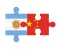 Puzzle of flags of Argentina and China, vector