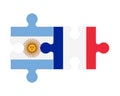 Puzzle of flags of Argentina and France, vector