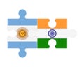 Puzzle of flags of Argentina and India, vector