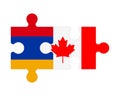 Puzzle of flags of Armenia and Canada, vector
