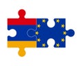 Puzzle of flags of Armenia and European Union, vector