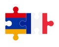 Puzzle of flags of Armenia and France , vector