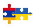 Puzzle of flags of Armenia and Ukraine, vector