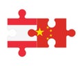 Puzzle of flags of Austria and China, vector