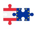 Puzzle of flags of Austria and European Union, vector