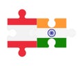 Puzzle of flags of Austria and India, vector
