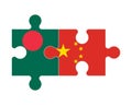 Puzzle of flags of Bangladesh and China, vector