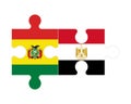 Puzzle of flags of Bolivia and Egypt, vector Royalty Free Stock Photo