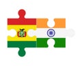 Puzzle of flags of Bolivia and India, vector Royalty Free Stock Photo