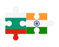 Puzzle of flags of Bulgaria and India, vector