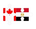 Puzzle of flags of Canada and Egypt, vector