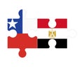 Puzzle of flags of Chile and Egypt, vector