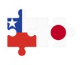 Puzzle of flags of Chile and Japan, vector