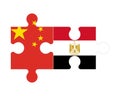 Puzzle of flags of China and Egypt, vector