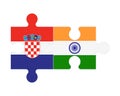 Puzzle of flags of Croatia and India, vector