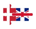 Puzzle of flags of Denmark and United Kingdom, vector