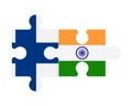 Puzzle of flags of Finland and India, vector