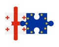 Puzzle of flags of Georgia and European Union, vector