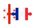 Puzzle of flags of Georgia and France, vector
