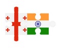 Puzzle of flags of Georgia and India, vector