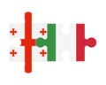 Puzzle of flags of Georgia and Italy, vector