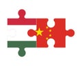 Puzzle of flags of Hungary and China, vector