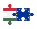 Puzzle of flags of Hungary and European Union, vector