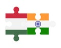 Puzzle of flags of Hungary and India, vector