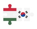 Puzzle of flags of Hungary and South Korea, vector