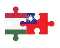 Puzzle of flags of Hungary and Taiwan, vector
