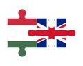 Puzzle of flags of Hungary and United Kingdom, vector