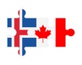 Puzzle of flags of Iceland and Canada, vector