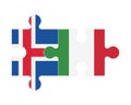 Puzzle of flags of Iceland and Italy, vector