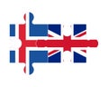 Puzzle of flags of Iceland and United Kingdom, vector