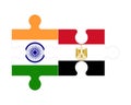 Puzzle of flags of India and Egypt, vector