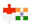 Puzzle of flags of Indonesia and India, vector