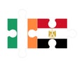 Puzzle of flags of Ireland and Egypt, vector