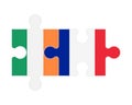 Puzzle of flags of Ireland and France, vector